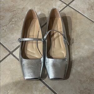 Franco Sarto Metallic Silver Flats